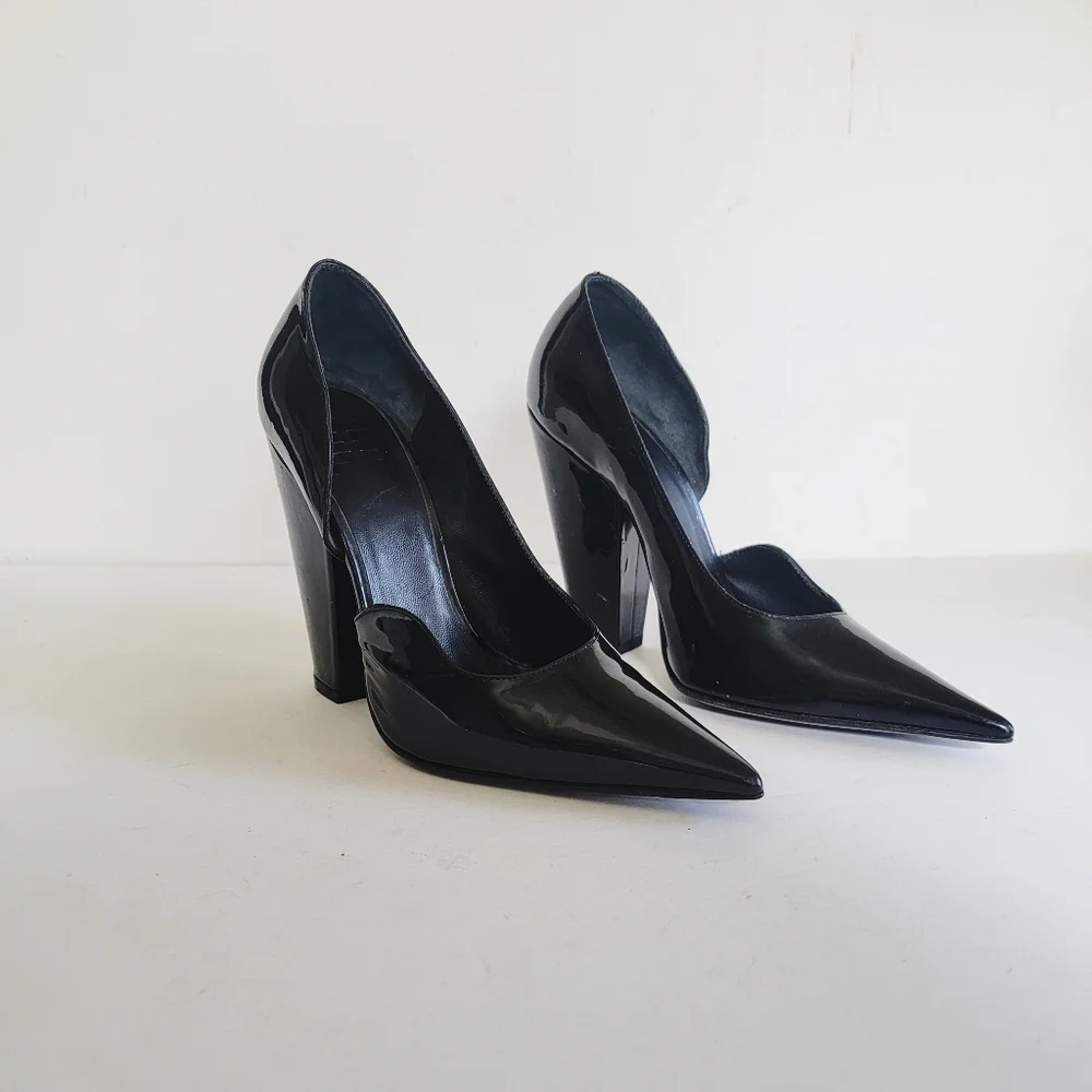 Givenchy D'orsay Black Patent Leather Pumps EU 36.5 US 6.5 Pointed Toe Designer - Picture 3 of 16